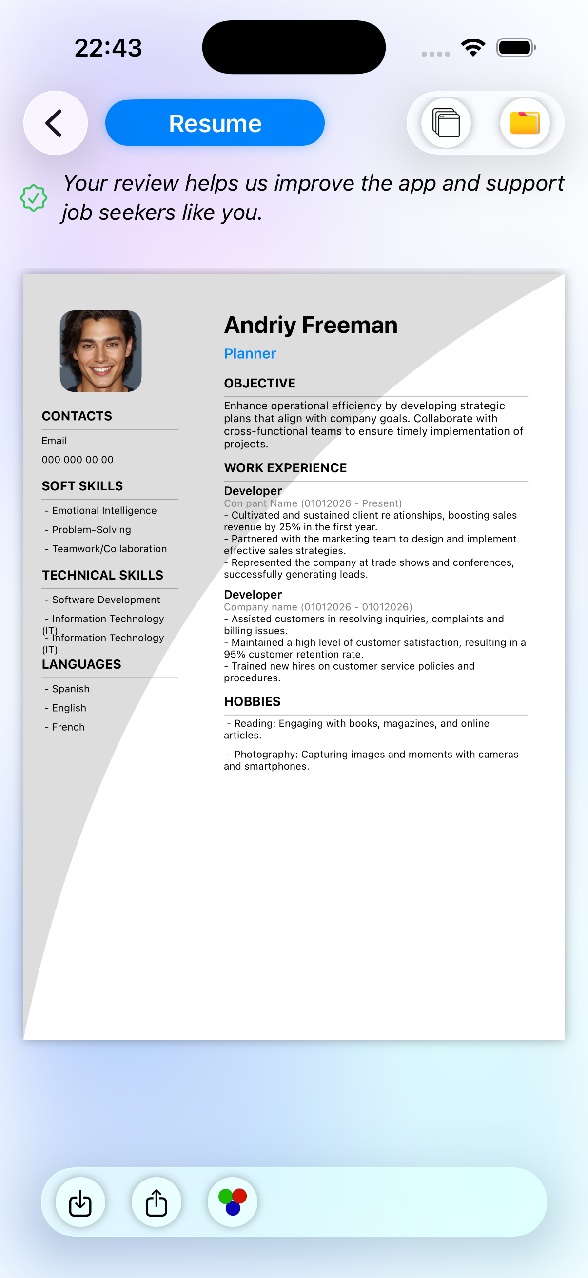Make Resume iPhone resume builder app